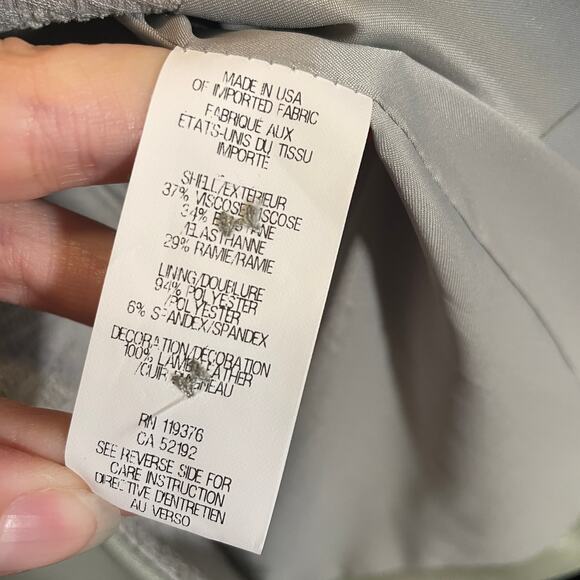 Helmut Lang Leather Trim Blazer Jacket Sage Green Asymmetrical 4 - Picture 6 of 7